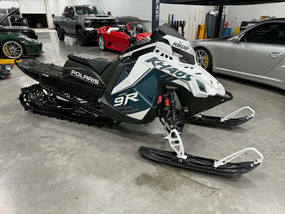 Polaris Khaos 9R snowmobile in the Lumi Powersports shop